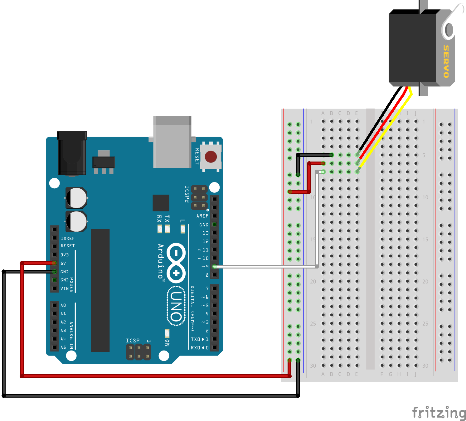 servo motor arduino breadboard