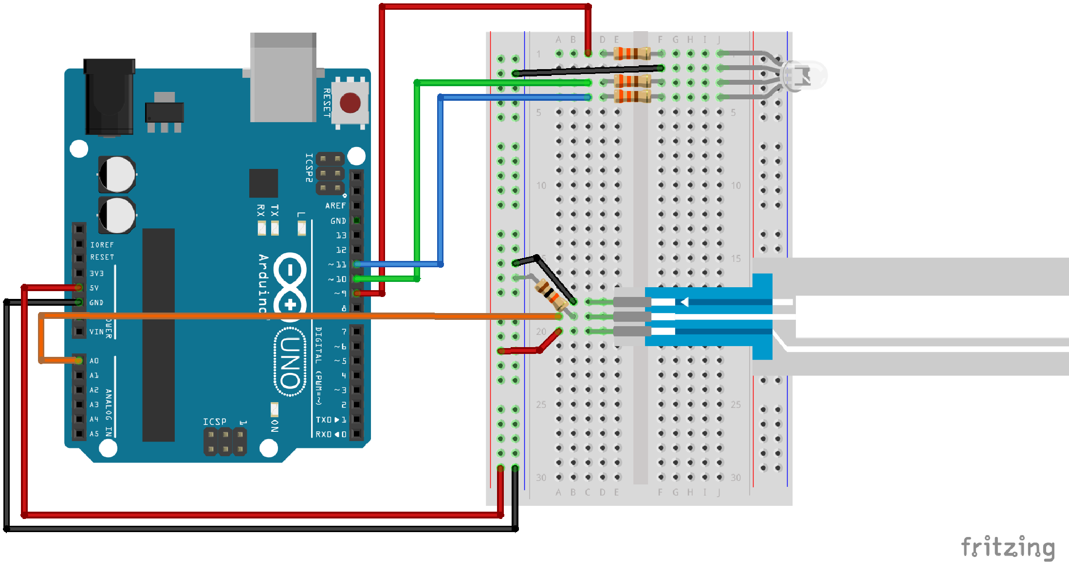 RGB светодиод и потенциометр. Fritzing светодиодная лента. Потенциометр fritzing. Потенциометр ардуино блютуз.