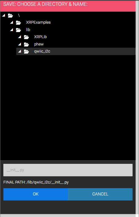Choose the newly created qwiic_i2c folder
