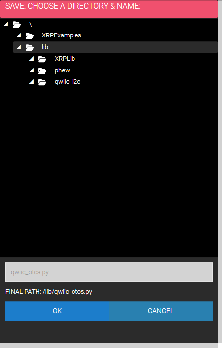 Select the lib folder on the XRP