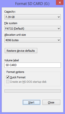 sdcard formatter zing