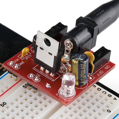 Completed breadboard power supply assembly