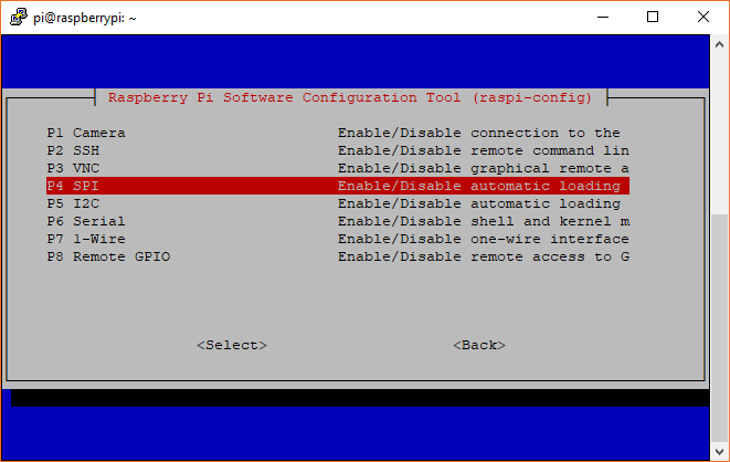 Raspi-config menu