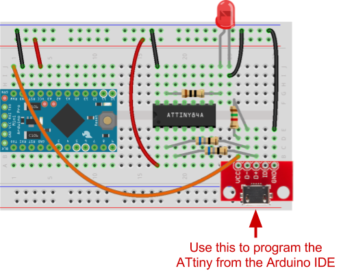 ATtiny84 with micronucleus bootloader