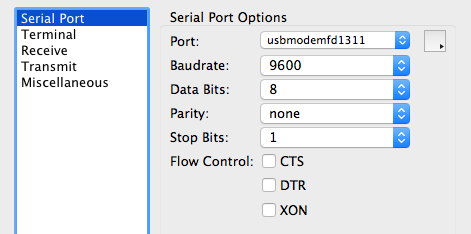 terminal settings