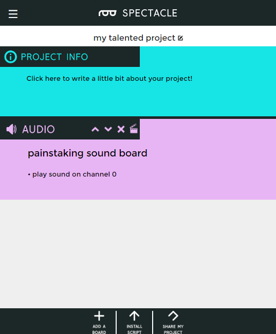 Audio board in list witih action