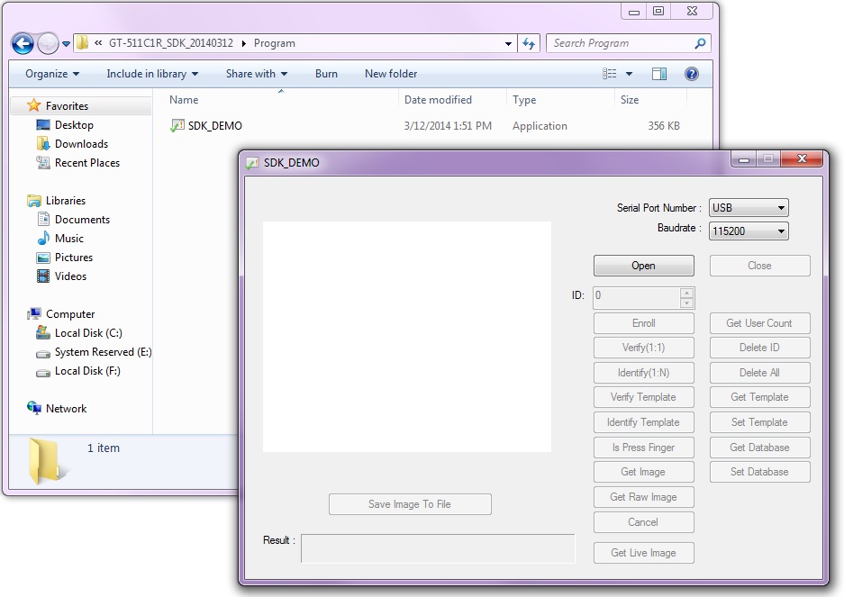 fingerprint module software sfg demo 2 0