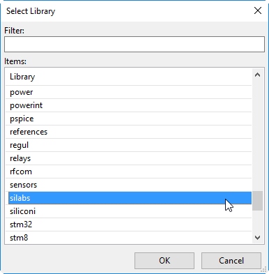 Selecting silabs library into custom library