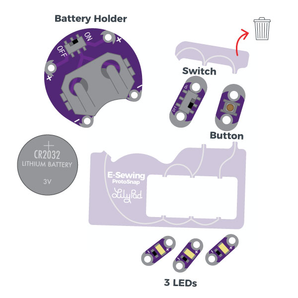 Snapped LilyPad Pieces(https://cdn.sparkfun.com/assets/learn_tutorials/7/0/5/BreakApart.jpg)