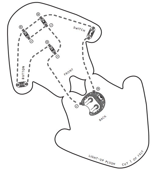 LilyPad Light-Up Plush Template circuit diagram