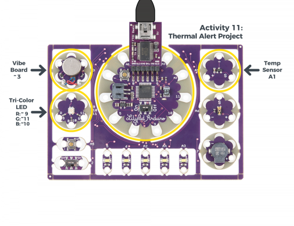 Thermal Alert Project from the LilyPad Development Board Actibity Guide