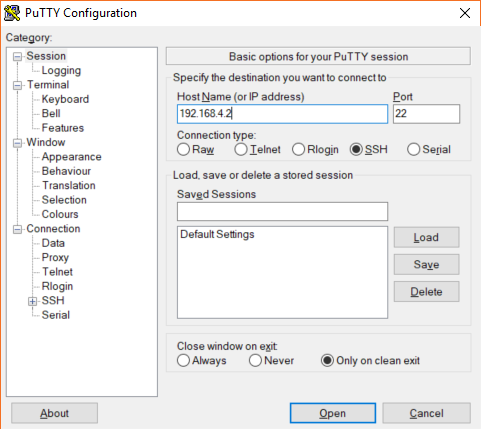 Using PuTTY to connect to a Raspberry Pi with a static IP address