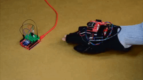 Glove Wirelesly Controlling an LED