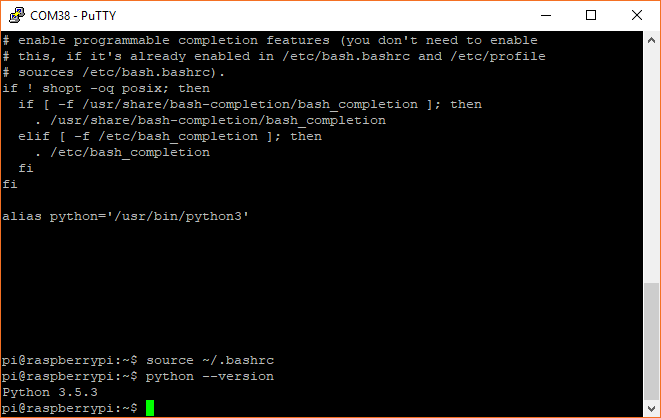 Checking Python version on the Raspberry Pi