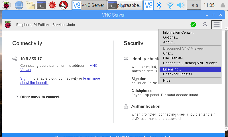 Raspbian how to enable vnc server on raspberry pi ultravnc authentication rejected win 7 key