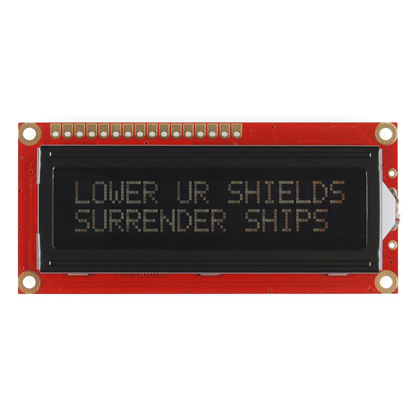 SparkFun Serial Enabled 16x2 LCD - Amber on Black 3.3V