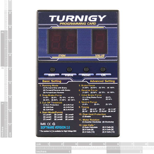 Turnigy Speed Controller Programming Card