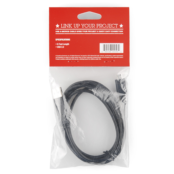 USB microB Cable - 6 Foot - Retail