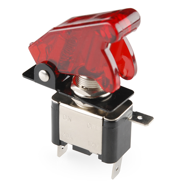 Toggle Switch and Cover - Illuminated (Red) - COM-11310 - SparkFun