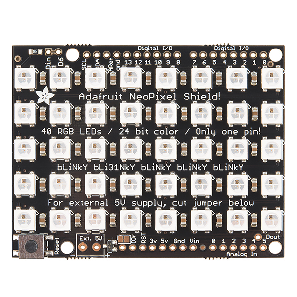 NeoPixel Shield - 40 RGB LED Pixel Matrix - COM-12663 - SparkFun Electronics