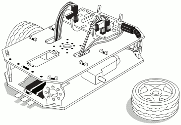 Illustration of SparkRun RedBot in pieces