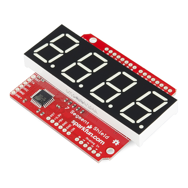 An angled view of the Serial 7-Segment Display