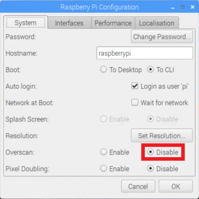 Select "Disable Overscan" option