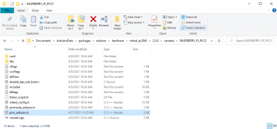 Arduino folder for file modification