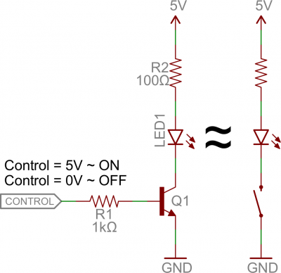 NPN switch to control an LED