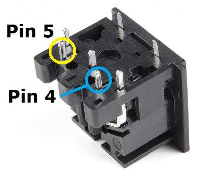 close up of MIDI connector pins