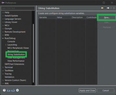 String Substitution menu