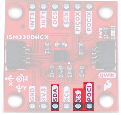 SPI pins are CS, SDA, and POCI