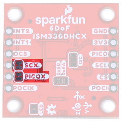 SCX and PICOX jumpers on the back of the board