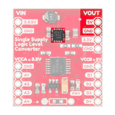 Components Highlighted on the Single Supply Logic Level Converter for a Buck/Boost Voltage of 5V