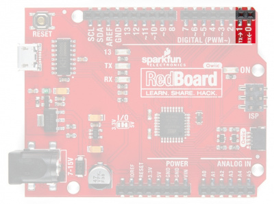 Annotated image of serial communication pins