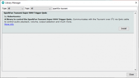SparkFun Tsunami Qwiic Arduino Library in library manager