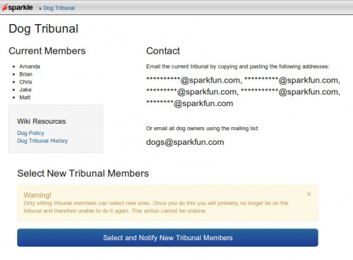 The Dog Tribunal page in Sparkle, where dog management is somewhat automated