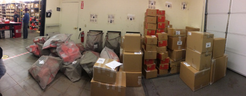 All outgoing packages, not including USPS, around 5PM on December 2, 2013