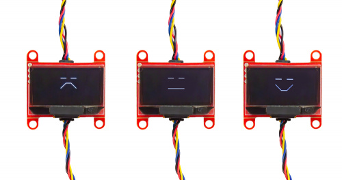 Happy face, sad face, and a meh face on 3 different OLEDs