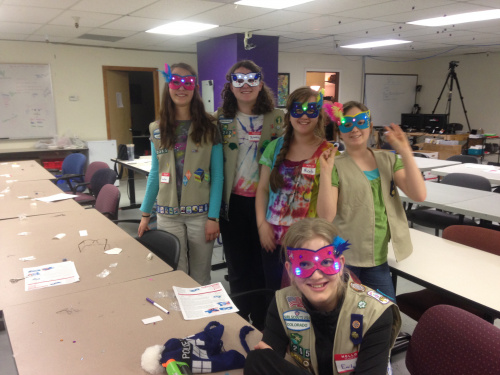 Group of Masked Girl Scouts