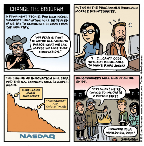 Jen Sorensen's take on brogrammer culture. Don't be that guy.