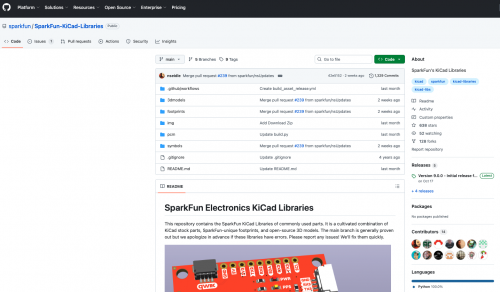 screenshot of SparkFun KiCad Libraries