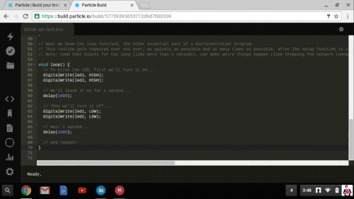 Particle online IDE with Chrome OS