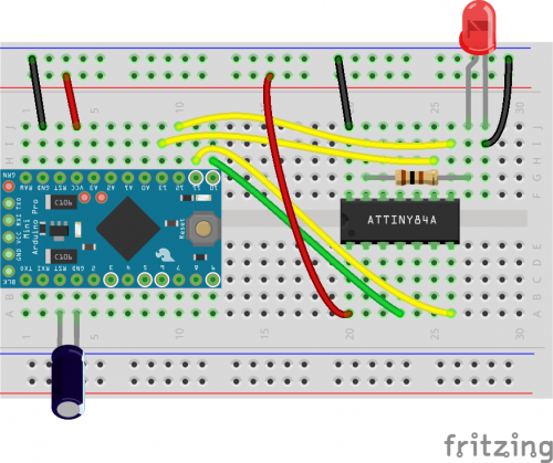 Arduino Pro Mini with 10uF capacitor to be used as ISP