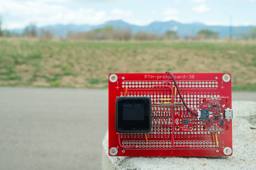 A picture of the sensor display outdoors