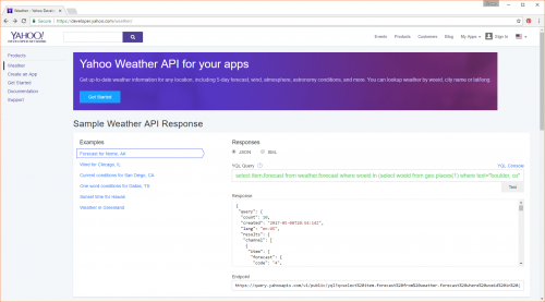 Yahoo Weather API