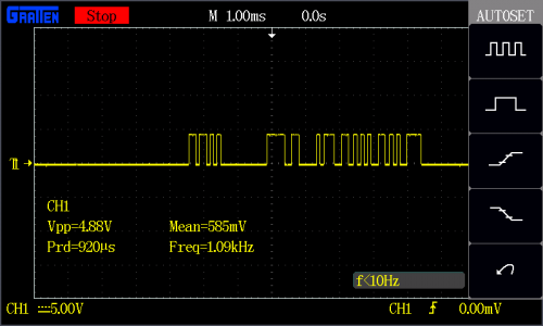 Ultrasonic Range Finder Oscilloscope Output