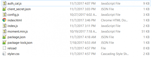 screenshot depicting the contents of the app folder. There are only 10 files displayed.