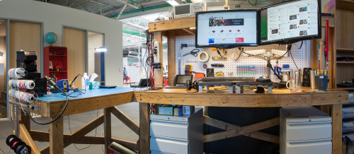 Shawn's desk at SparkFun