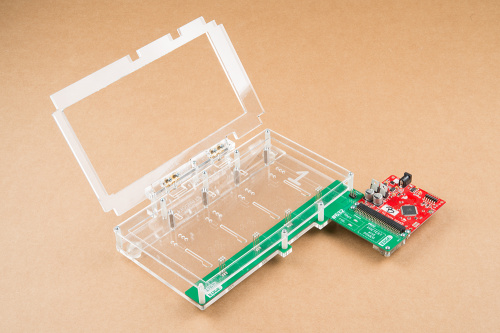 very large testbed with mostly acrylic and smallish amount of PCB layout for redboard edge product